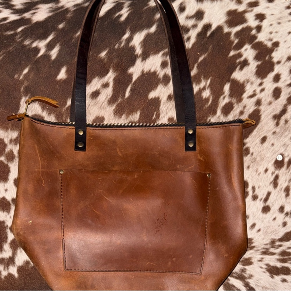 Elegant Brown Leather Tote Bag